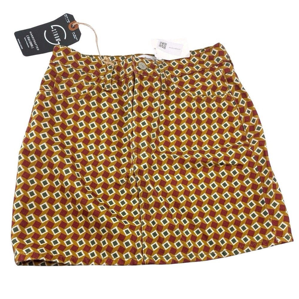 Reformation Women's Skirt Jackie High Rise Mini Geometric Yellow 27